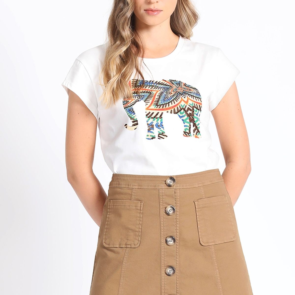 LIOLA - Falda Mini Camel Liola