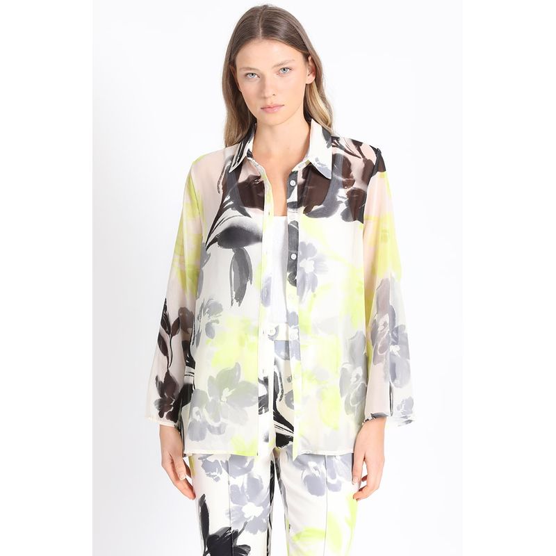 LIOLA - Blusa Gasa Estampada Verde Liola