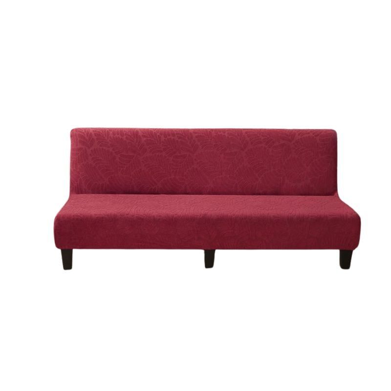 GENERICO - Funda Para Futón Sofa Elástica Diseño Relieve En Hojas Burdeo
