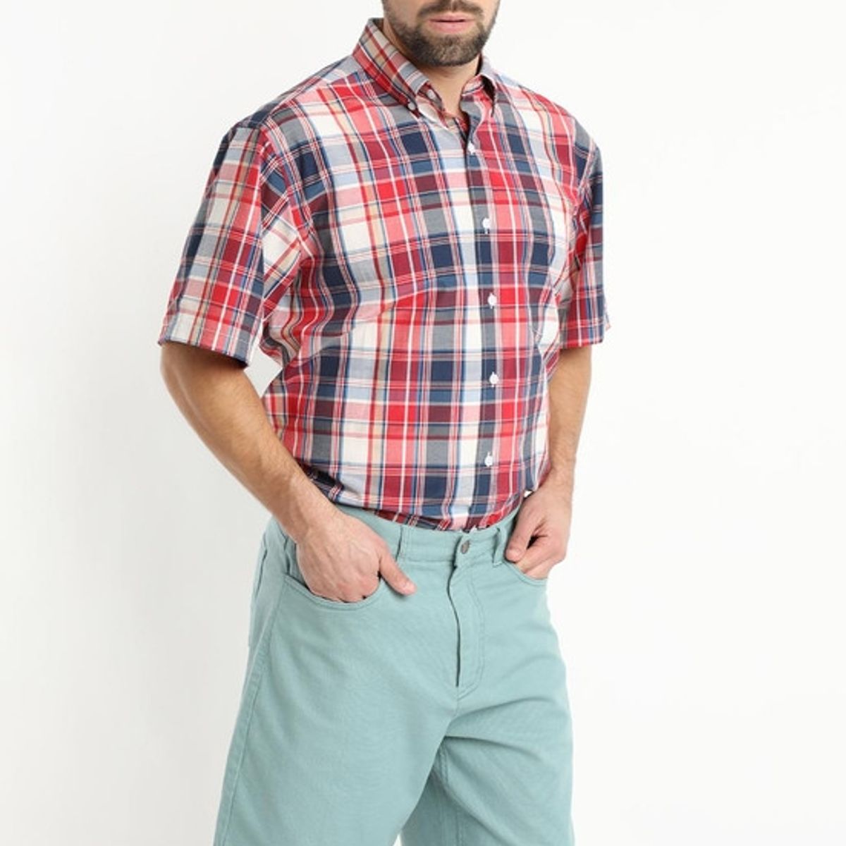 KOTTING - Camisa Fantasia Clasica Manga Corta Boton Cuello Azul Marino KOTTING