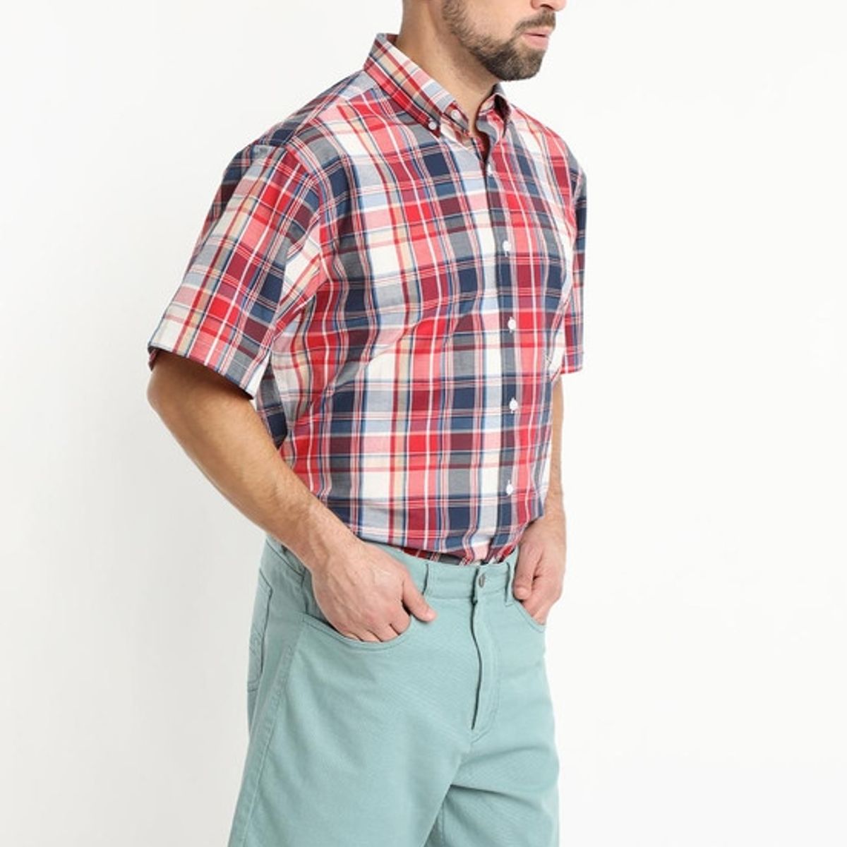 KOTTING - Camisa Fantasia Clasica Manga Corta Boton Cuello Azul Marino KOTTING