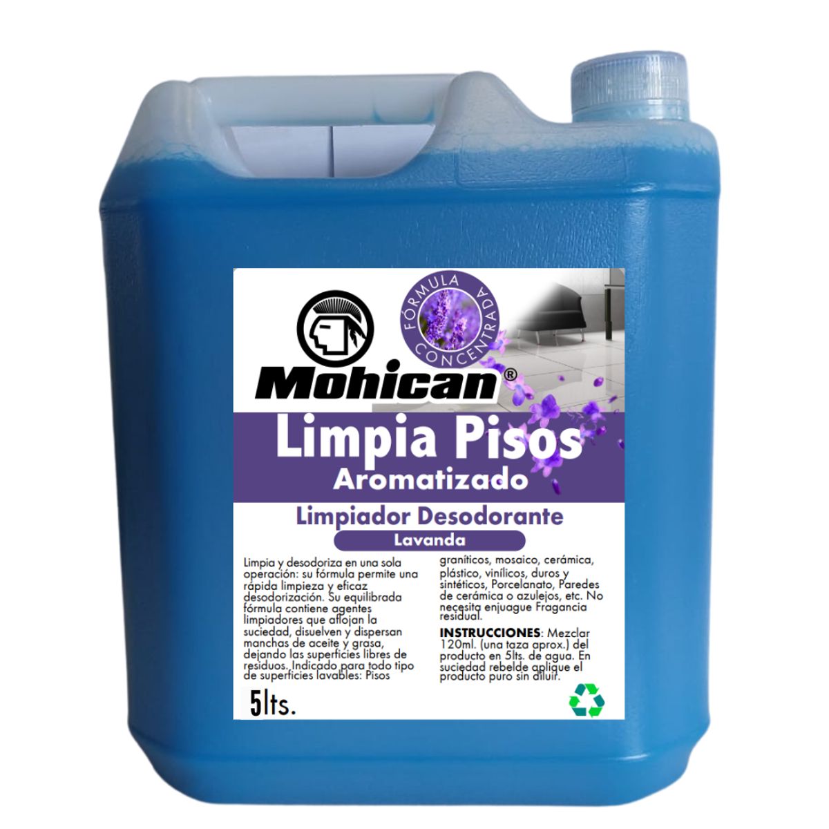 MOHICAN - Limpia Pisos Concentrado Mohican Lavanda 5 Lt