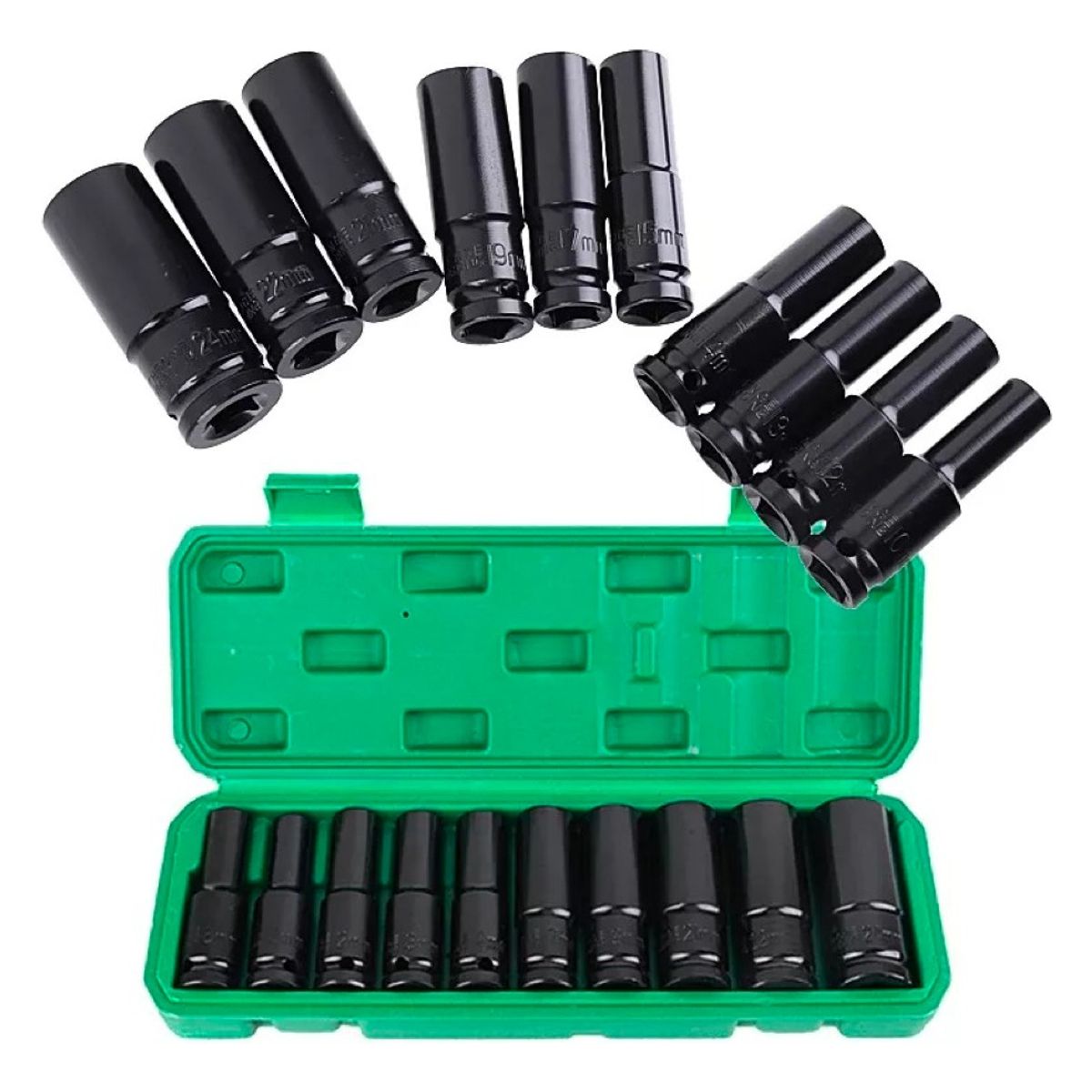 U BUY - Juego Set Dados De Impacto 1/2, 10 Piezas De 10 A 24 Mm