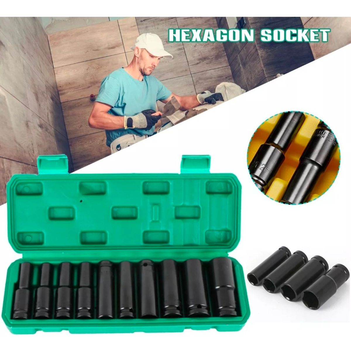 U BUY - Juego Set Dados De Impacto 1/2, 10 Piezas De 10 A 24 Mm