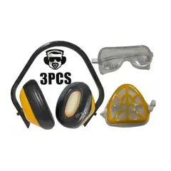 GENERICO - Set Protector Oidos Tipo Fono Mascara Lentes Antiparra Seguridad