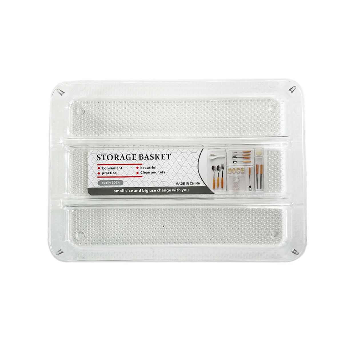 NEWTREE - Organizador Acrilico Cubiertos 3 Divisiones 4x18x25cm