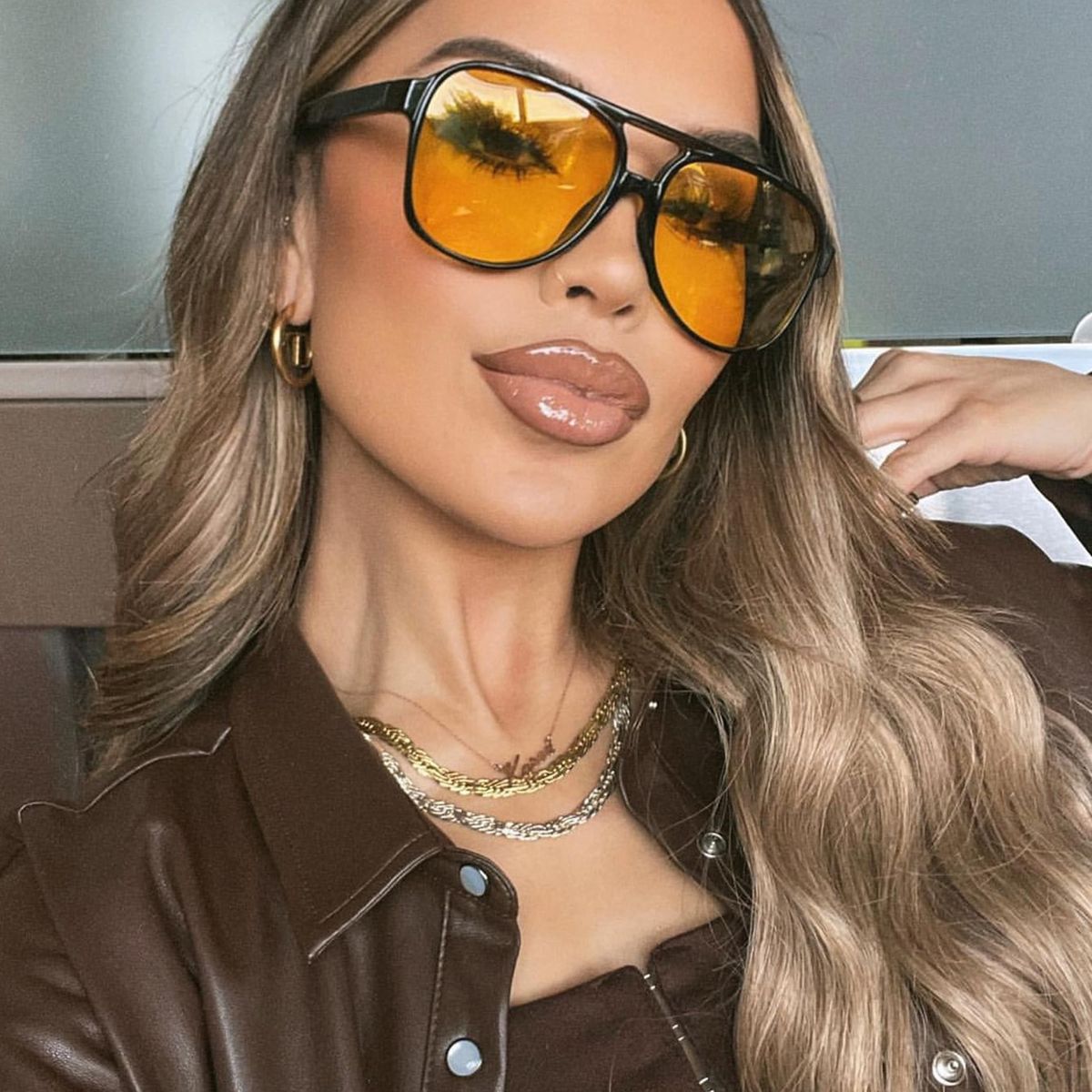 VATYERTY - Gafas de sol para mujeres cuadrado personalidad amarillo