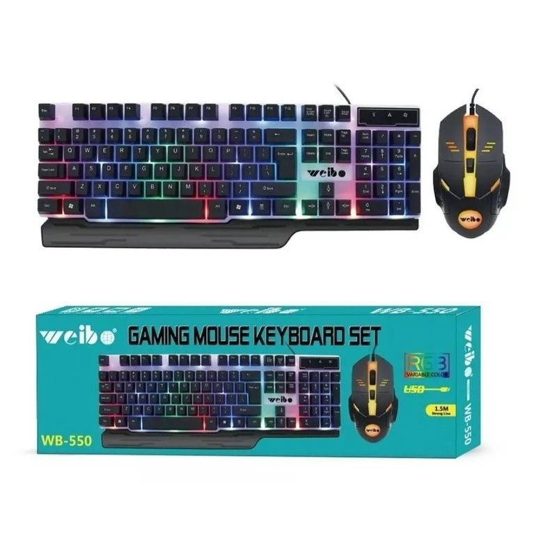 GENERICO - Kit Teclado Gamer Mause Wb550 Luz Rgb Hasta 3200dpi