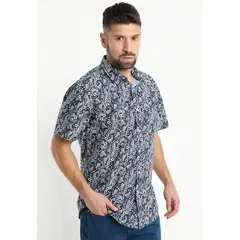 KOTTING - Camisa Fantasia Estampada Manga Corta Azul marino