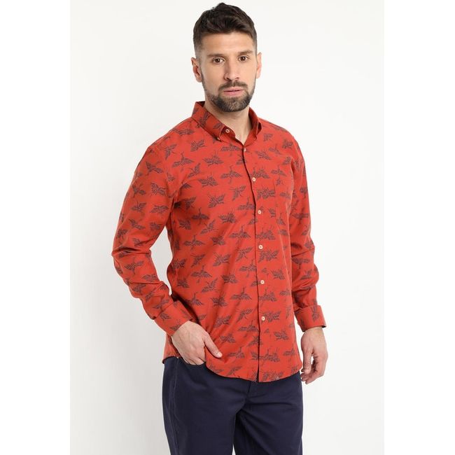 KOTTING - Camisa Oxford Estampada Naranja oscuro KOTTING