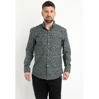 Camisa Oxford Estampada Gris oscuro