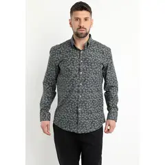 KOTTING - Camisa Oxford Estampada Gris oscuro