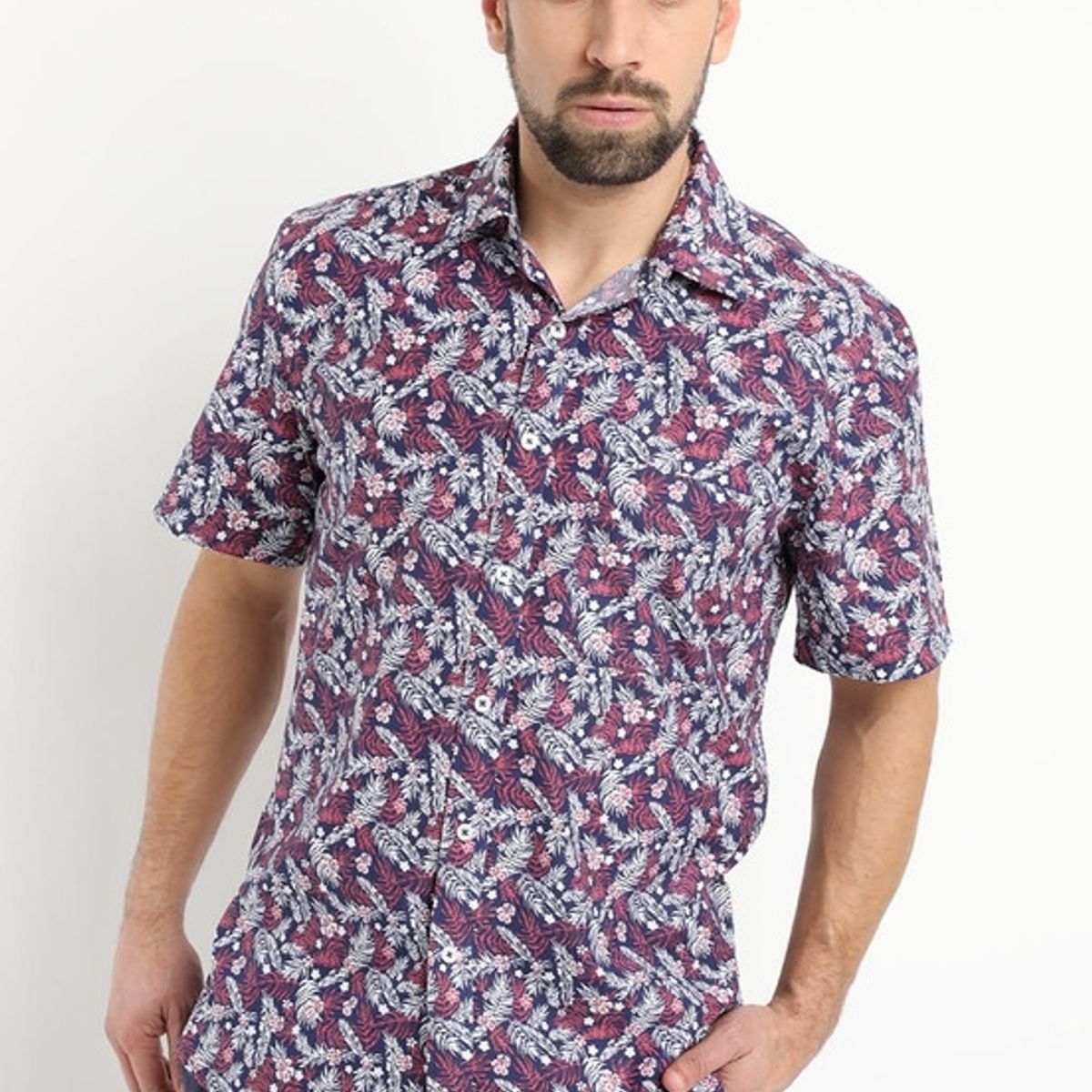 KOTTING - Camisa Fantasia Estampada Manga Corta Burdeo KOTTING
