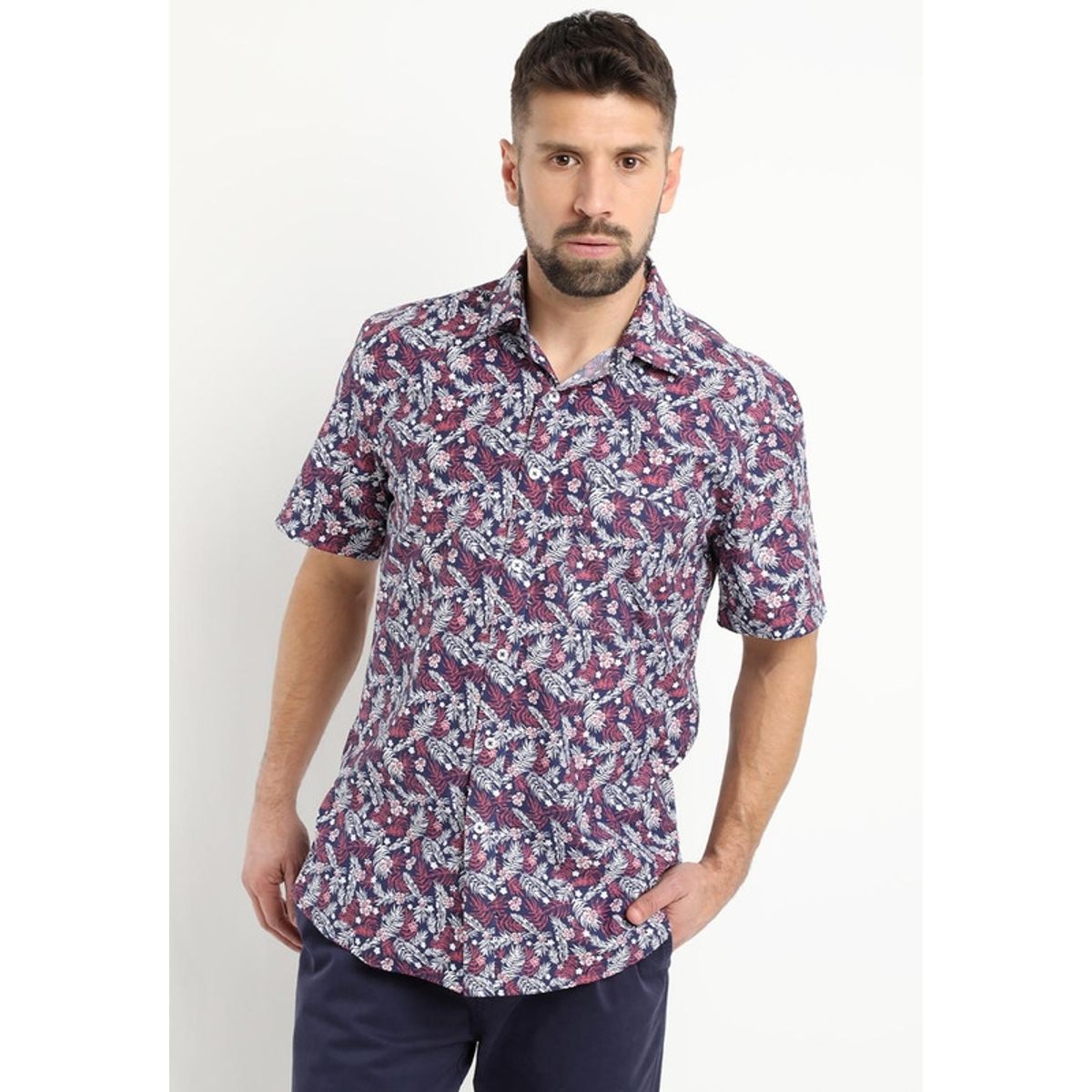 KOTTING - Camisa Fantasia Estampada Manga Corta Burdeo KOTTING