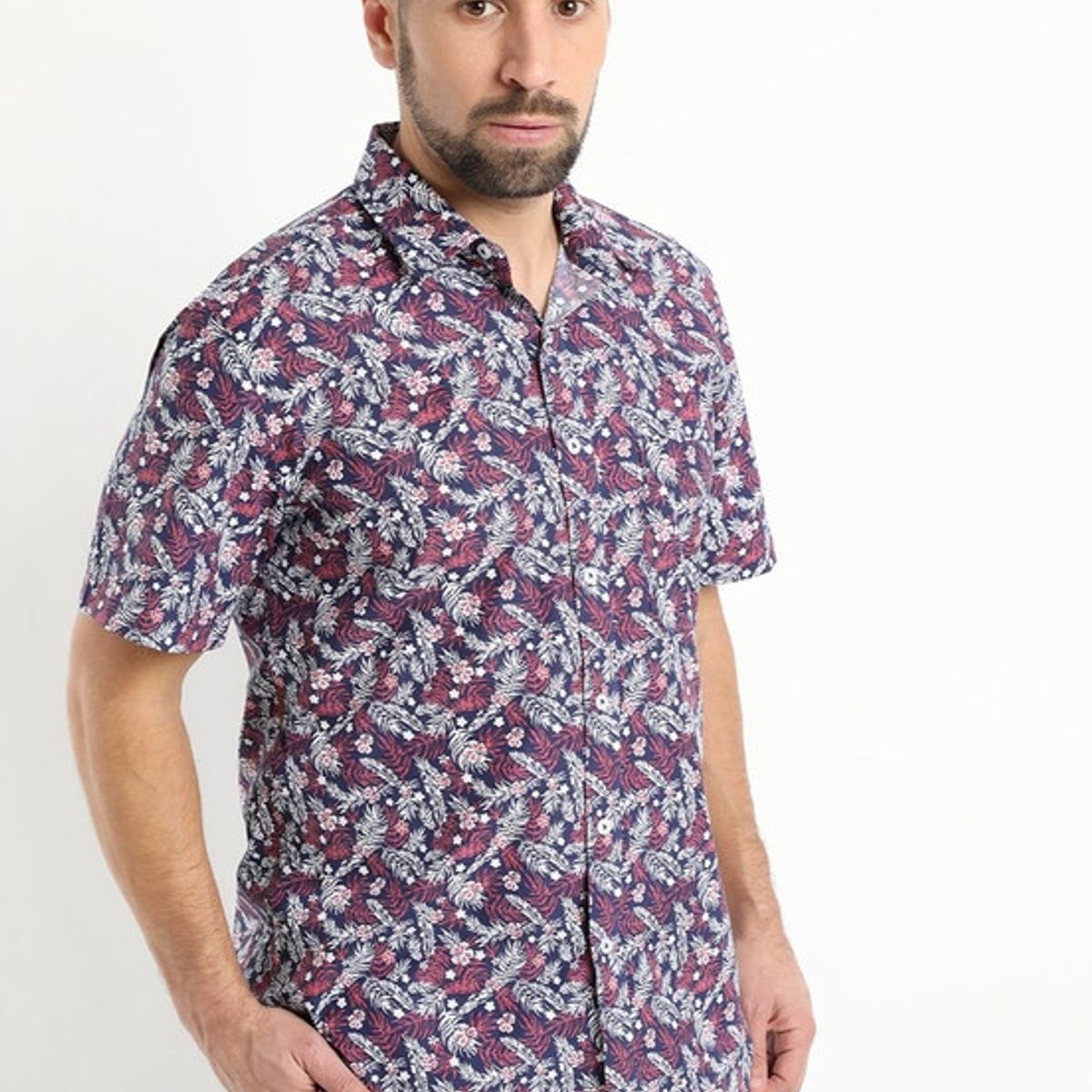 KOTTING - Camisa Fantasia Estampada Manga Corta Burdeo KOTTING