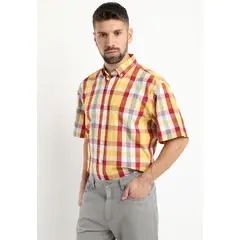 KOTTING - Camisa Fantasia Clasica Manga Corta Boton Cuello Amarillo