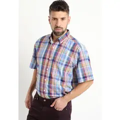 KOTTING - Camisa Fantasia Clasica Manga Corta Boton Cuello Azul