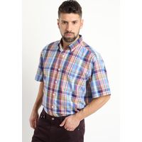 Camisa Fantasia Clasica Manga Corta Boton Cuello Azul