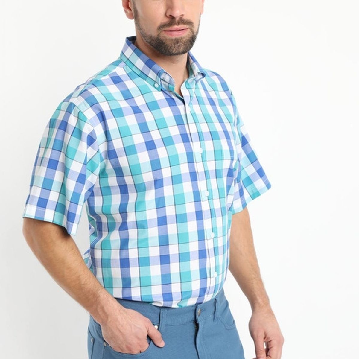 KOTTING - Camisa Fantasia Clasica Manga Corta Boton Cuello Agua KOTTING