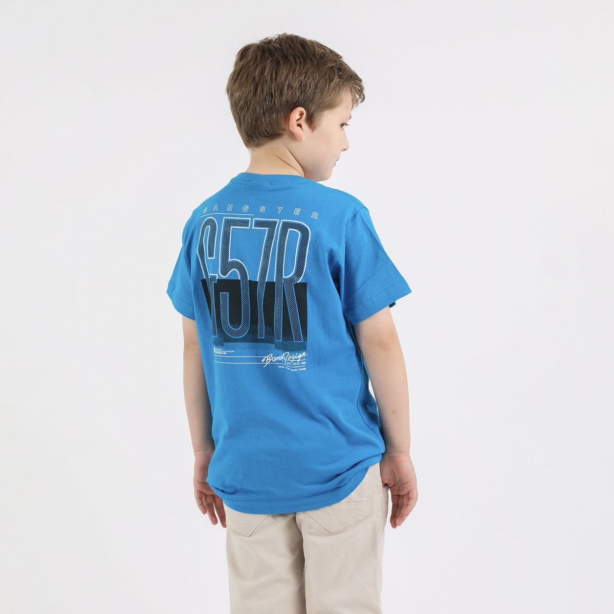 GANGSTER - Niño Polera Mc Básica Lagoon Azul Gangster