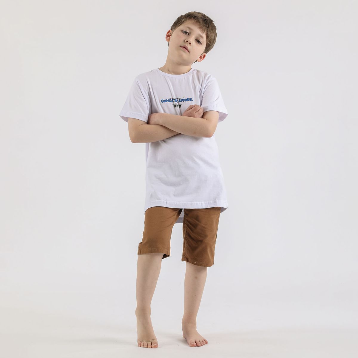 GANGSTER - Niño Polera Mc Básica Montego Blanco Gangster