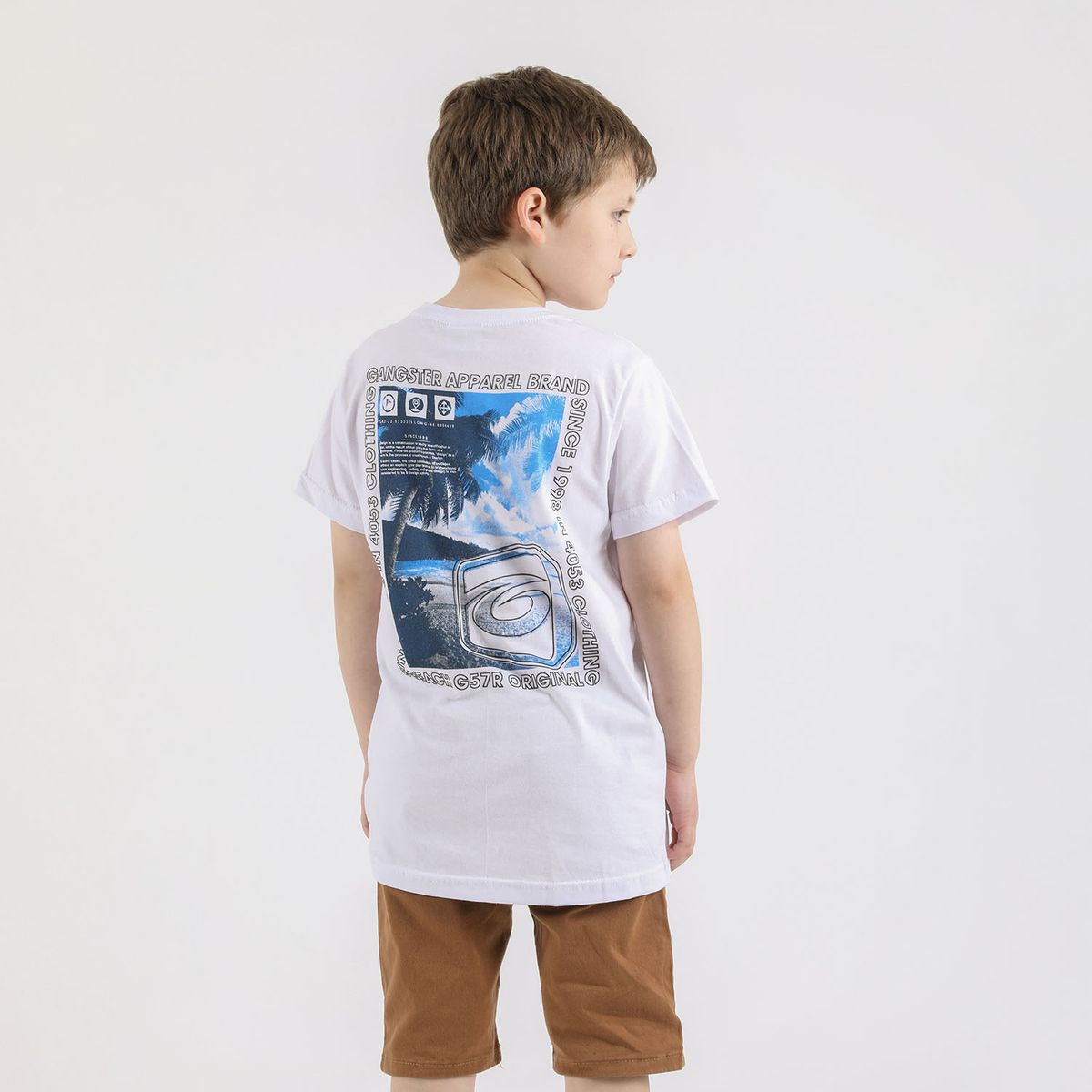 GANGSTER - Niño Polera Mc Básica Montego Blanco Gangster
