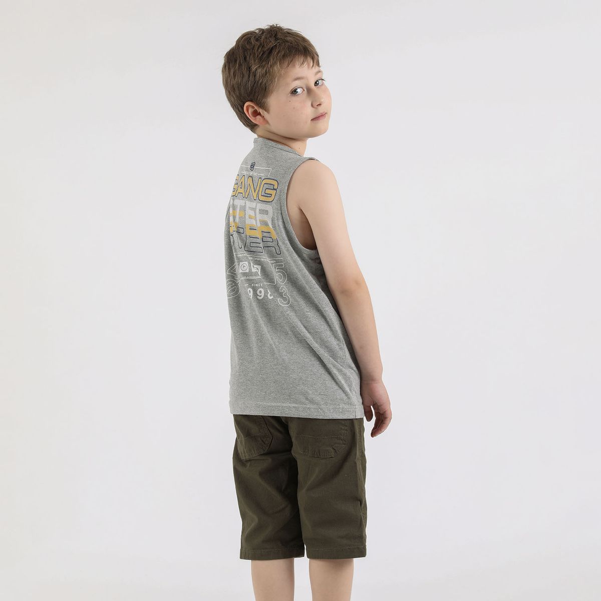 GANGSTER - Niño Polera Sm Bavaro Gris Gangster
