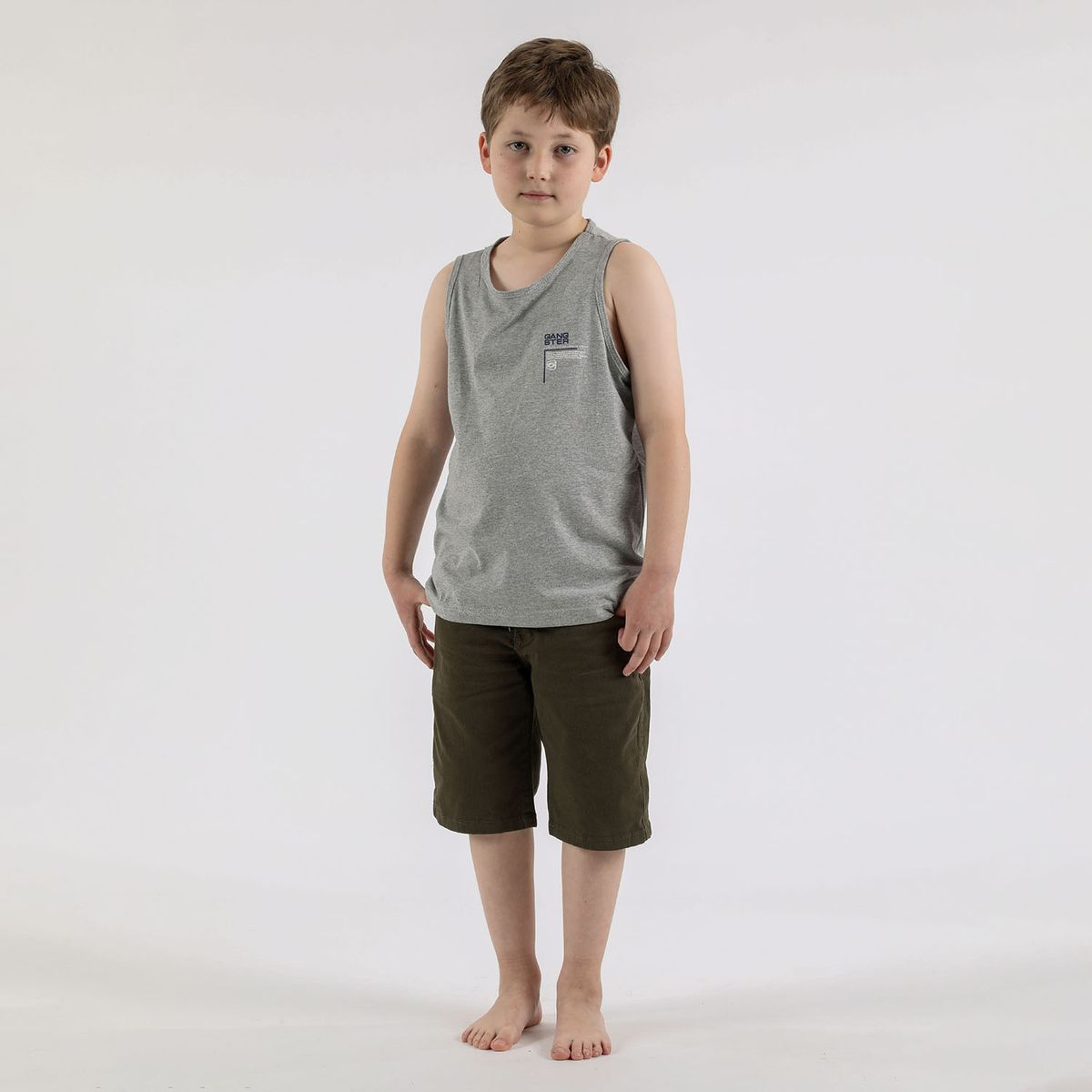 GANGSTER - Niño Polera Sm Bavaro Gris Gangster