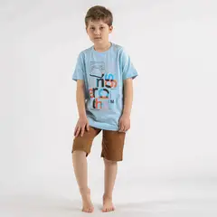 GANGSTER - Niño Polera Mc Básica Treasure Celeste