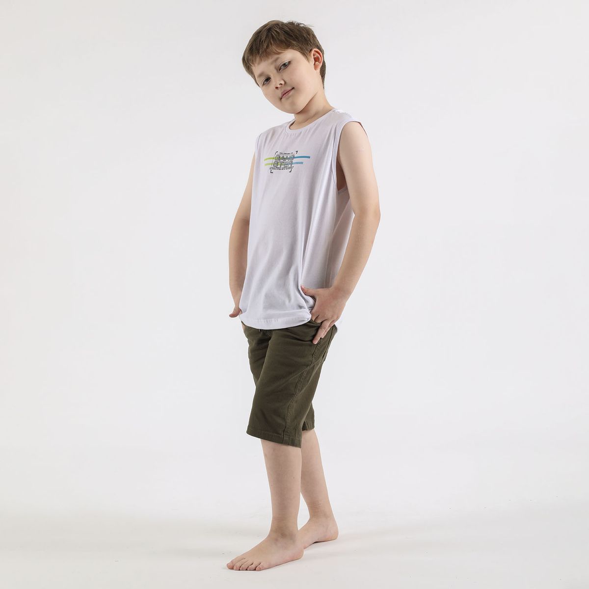 GANGSTER - Niño Polera Sm Fronton Blanco Gangster