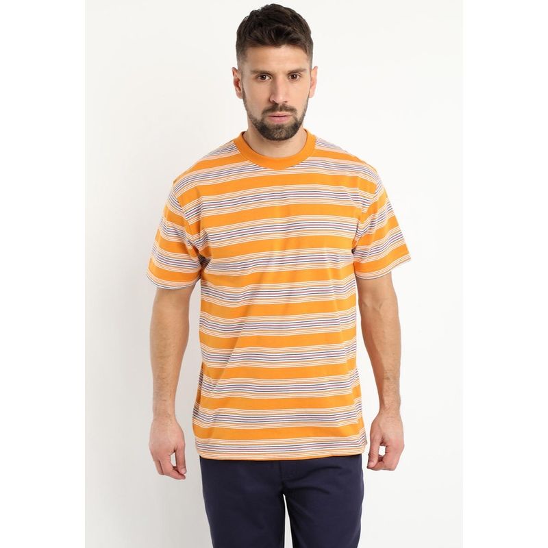 KOTTING - Polera Jersey Listada Cuello Redondo Naranja KOTTING