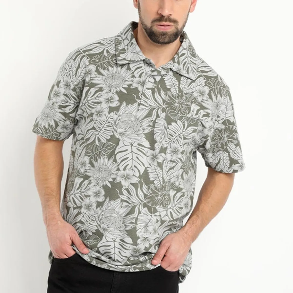 KOTTING - Polera Pique Estampada Gris Melange KOTTING