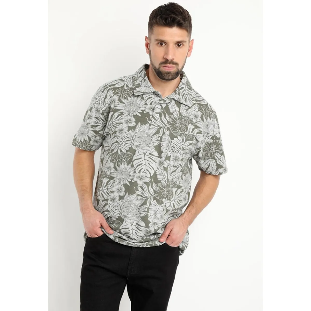 KOTTING - Polera Pique Estampada Gris Melange KOTTING