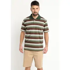 KOTTING - Polera Jersey Listada Cuello Camisero Café