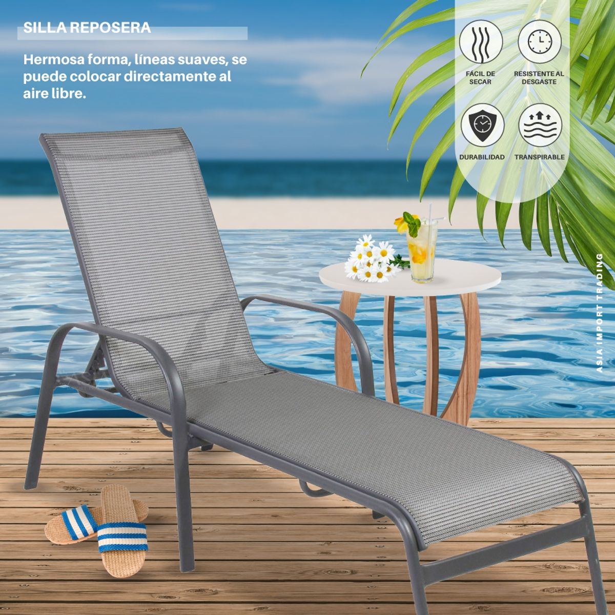 HOME&DESIGN - Silla Reposera Reclinable con apoyabrazos