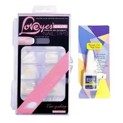 GENERICO - Caja De Tips Sonrisa 100 Unidades Blanco + Pegamento