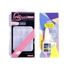 GENERICO - Caja De Tips Sonrisa 100 Unidades Transparente+ Pegamento