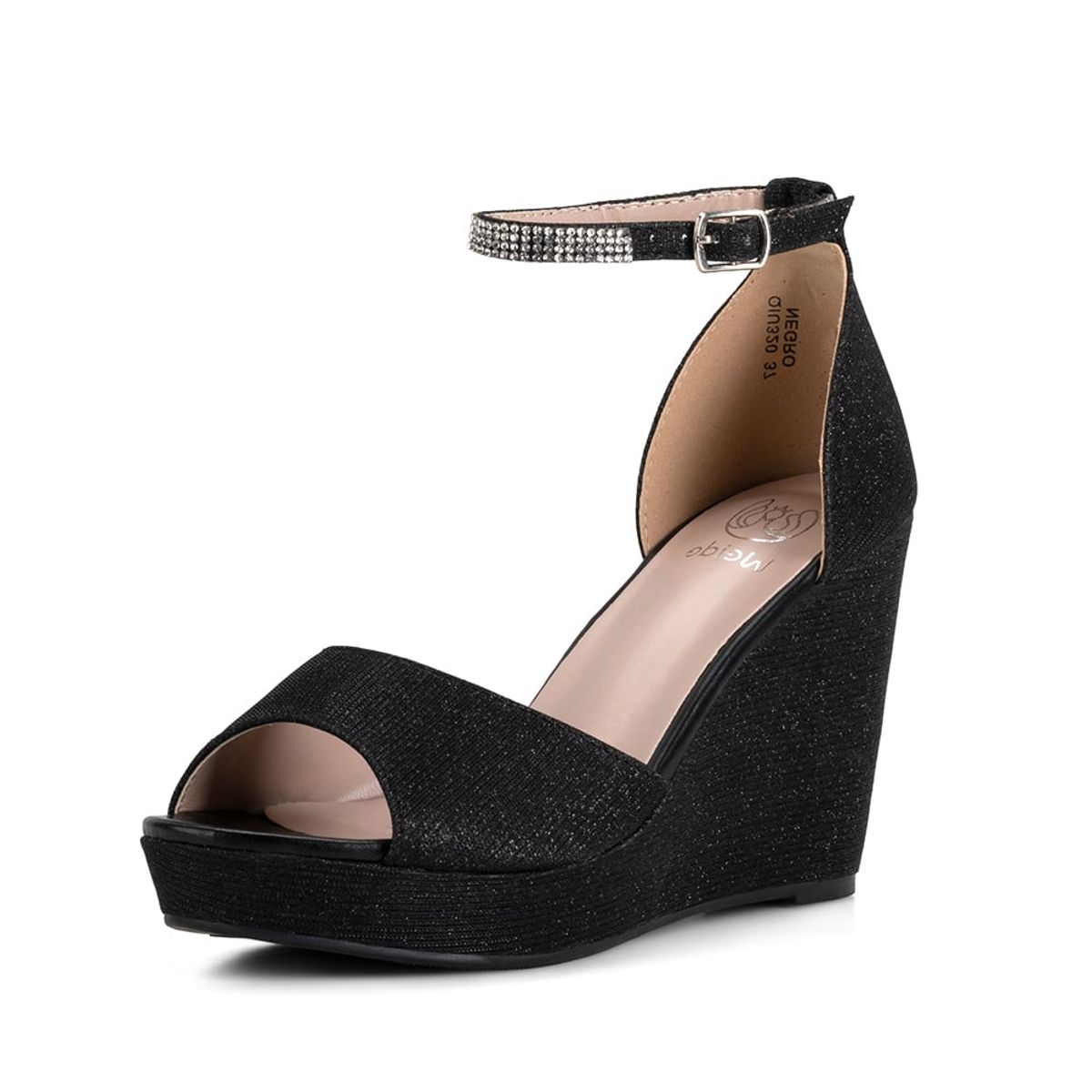 WEIDE - Sandalia Plataforma Negro Fiesta QIU320 Weide