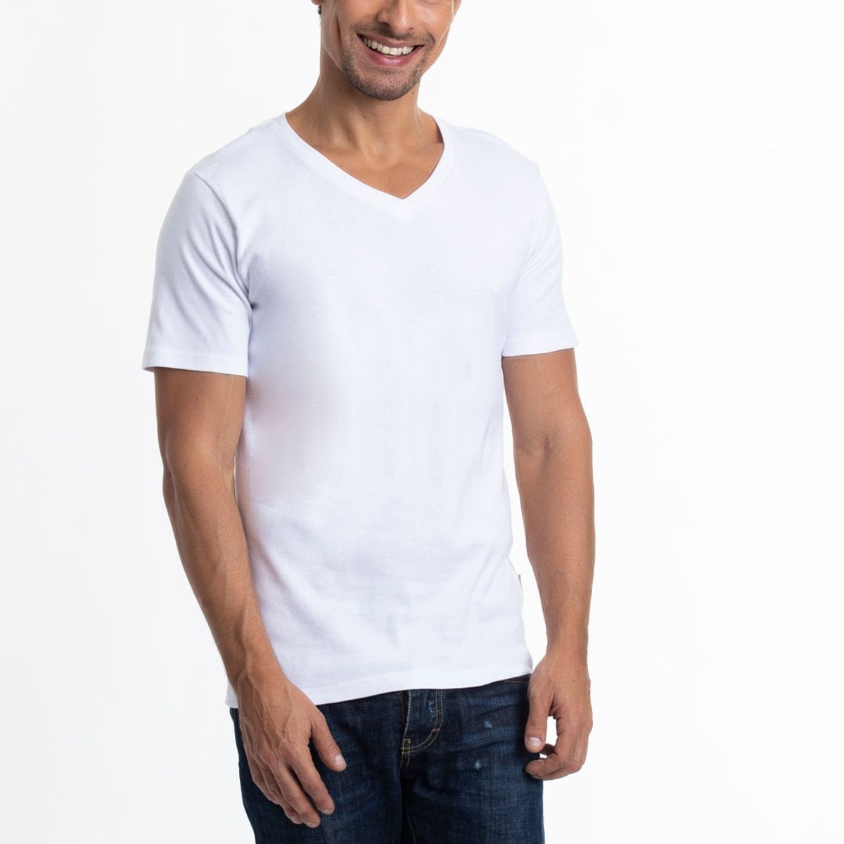 LADY GENNY - Camiseta Cotton Rib Manga Corta Cuello En V