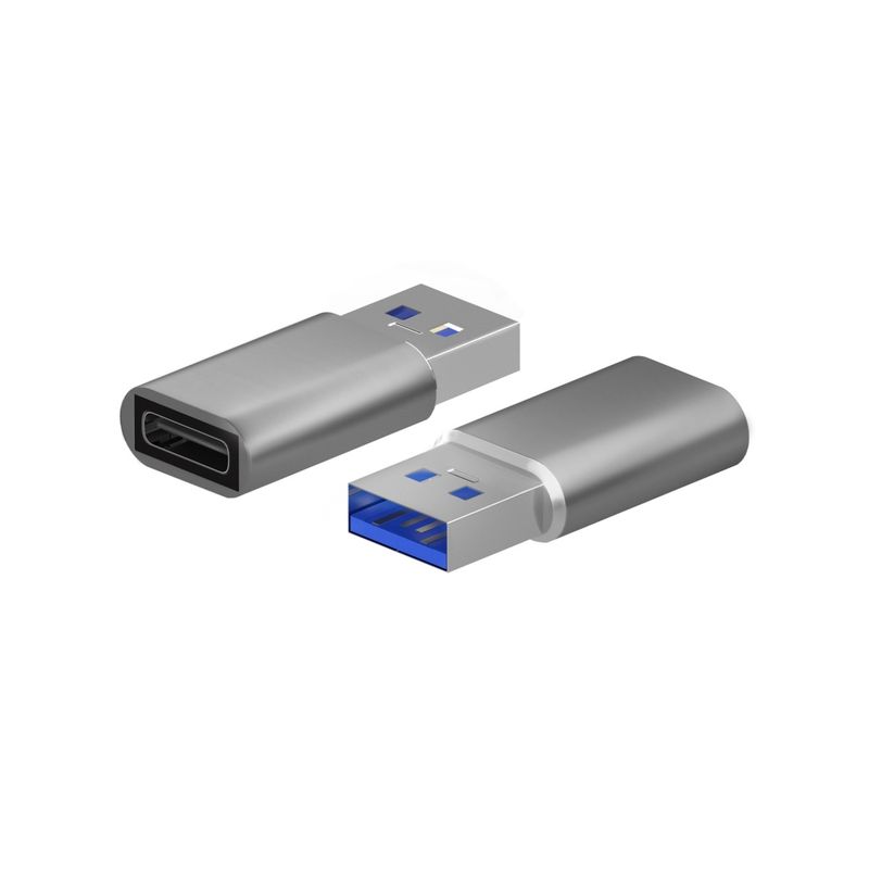 GENERICO - Adaptador USB-C a USB (USB-C 3.1 hembra - USB 3.0 macho) gris