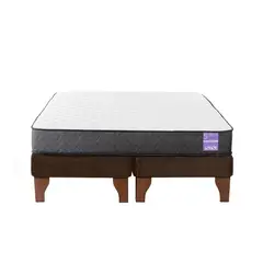 5 SUEÑO - Cama Europea 2 Plazas 150x190 cm Base Colchón Madera Café