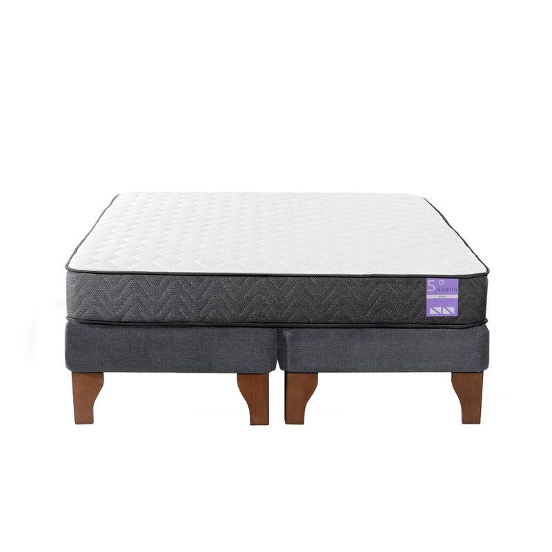 5 SUEÑO - Cama Europea 2 Plazas 150x190 cm Base Colchón Madera Gris