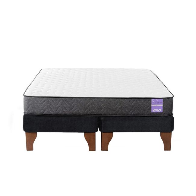 5 SUEÑO - Cama Europea 2 Plazas 150x190 cm Base Colchón Madera Negro