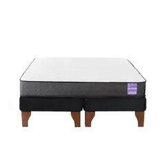 5 SUEÑO - Cama Europea 2 Plazas 150x190 cm Base Colchón Madera Negro