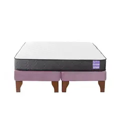 5 SUEÑO - Cama Europea 2 Plazas 150x190 cm Base Colchón Madera Rosado