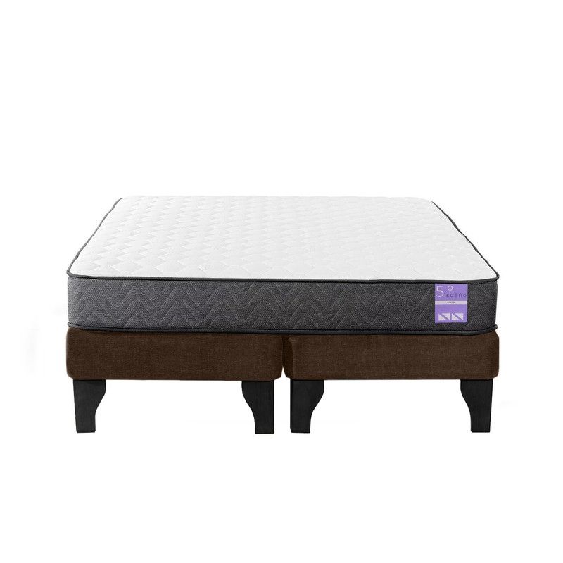 5 SUEÑO - Cama Europea 2 Plazas 150x190 cm Base Colchón Negro Café