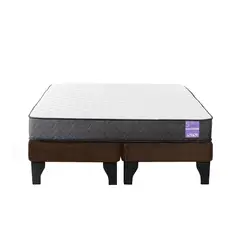 5 SUEÑO - Cama Europea 2 Plazas 150x190 cm Base Colchón Negro Café