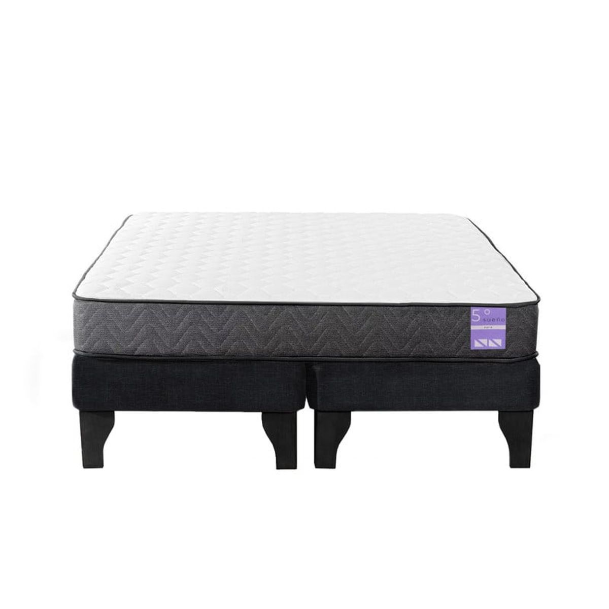 5 SUEÑO - Cama Europea 2 Plazas 150x190 cm Base Colchón Negro