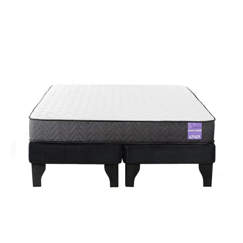 5 SUEÑO - Cama Europea 2 Plazas 150x190 cm Base Colchón Negro