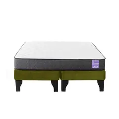 5 SUEÑO - Cama Europea 2 Plazas 150x190 cm Base Colchón Negro Verde
